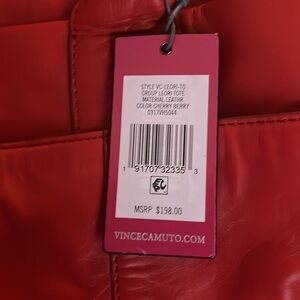 Vince Camuto Red Quilted Leather Tote Bag